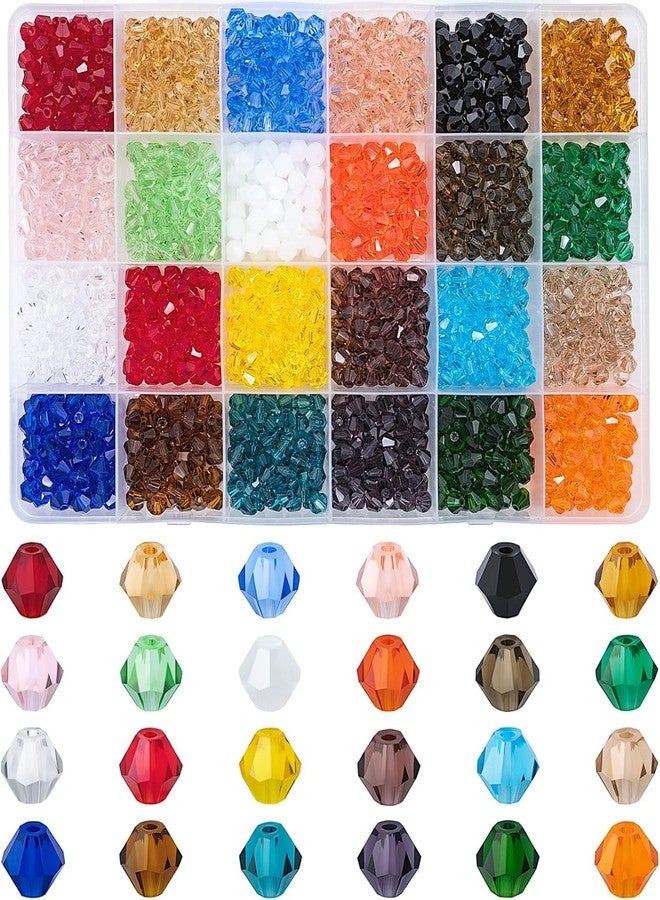 دي آي واي كرافتس خرز كريستالي للأعمال اليدوية لصنع المجوهرات، ألوان متنوعة، شكل سداسي 5.5 مم، خرز كريستالي ثنائي المخروط 6 مم، خرز زجاجي ثنائي المخروط صغير متعدد الأوجه لصنع الأساور والقلائد والأقراط (2000) - Image 1